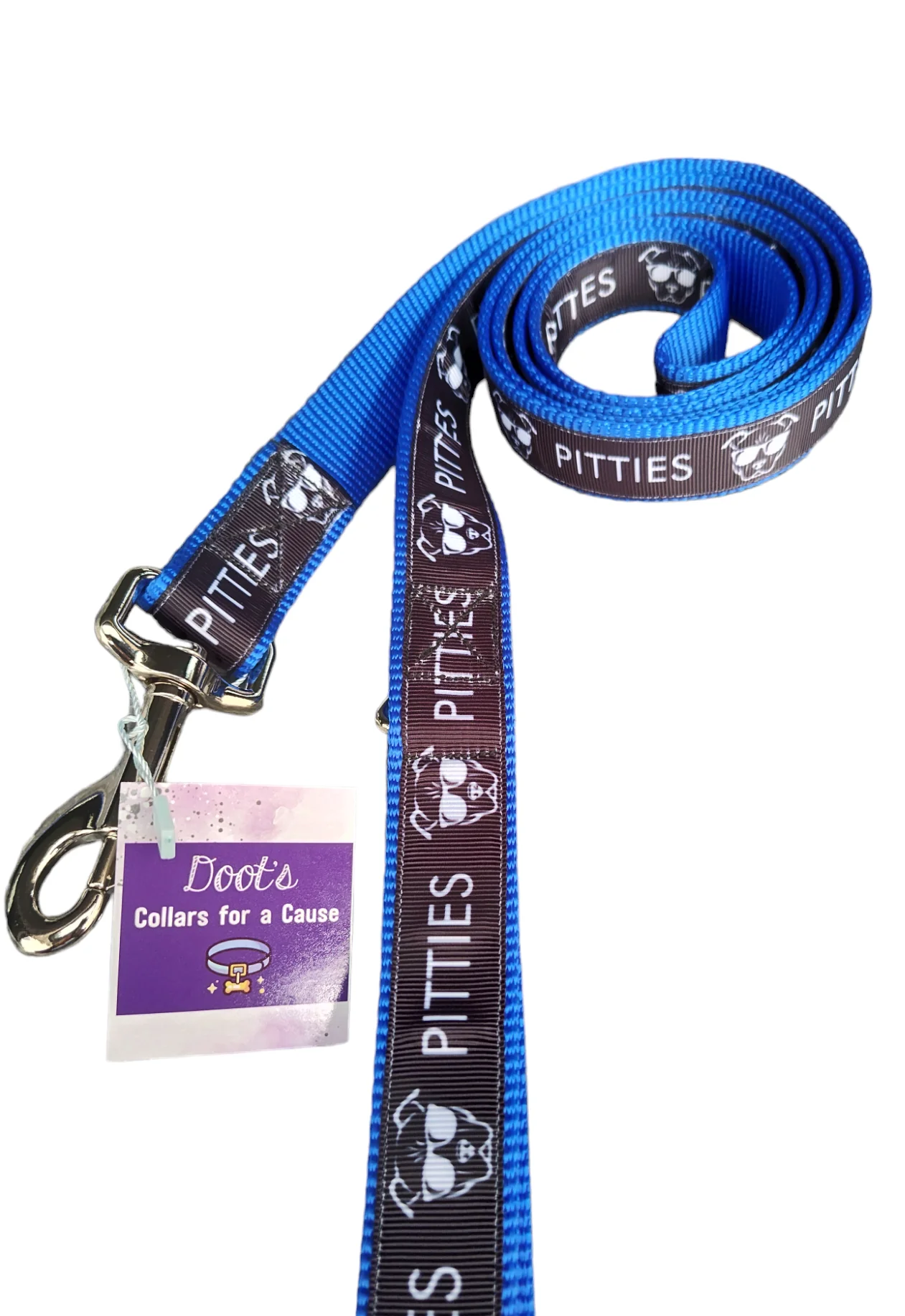Pitties Pitbull Blue Nylon Dog Collar MD, LG, XL, Leash - Image 4