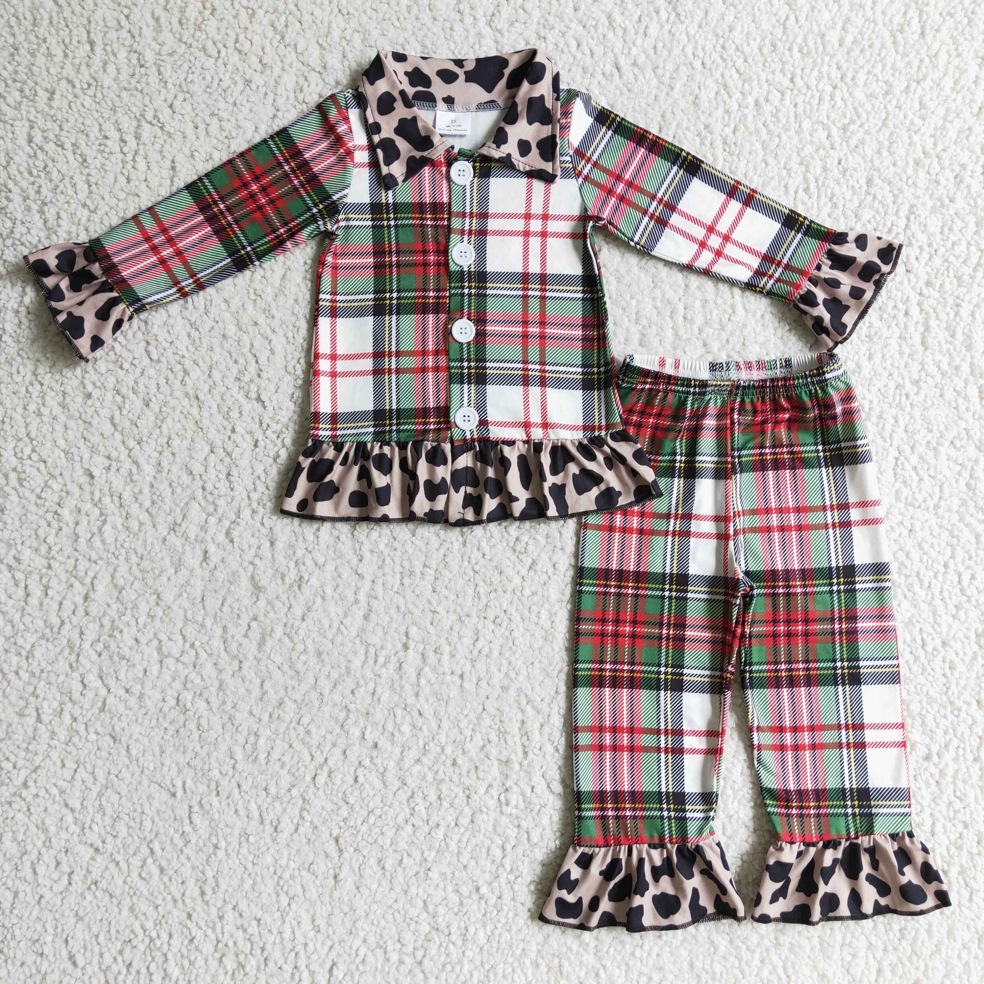 Plaid leopard  pajamas Christmas sleepwear - Image 3