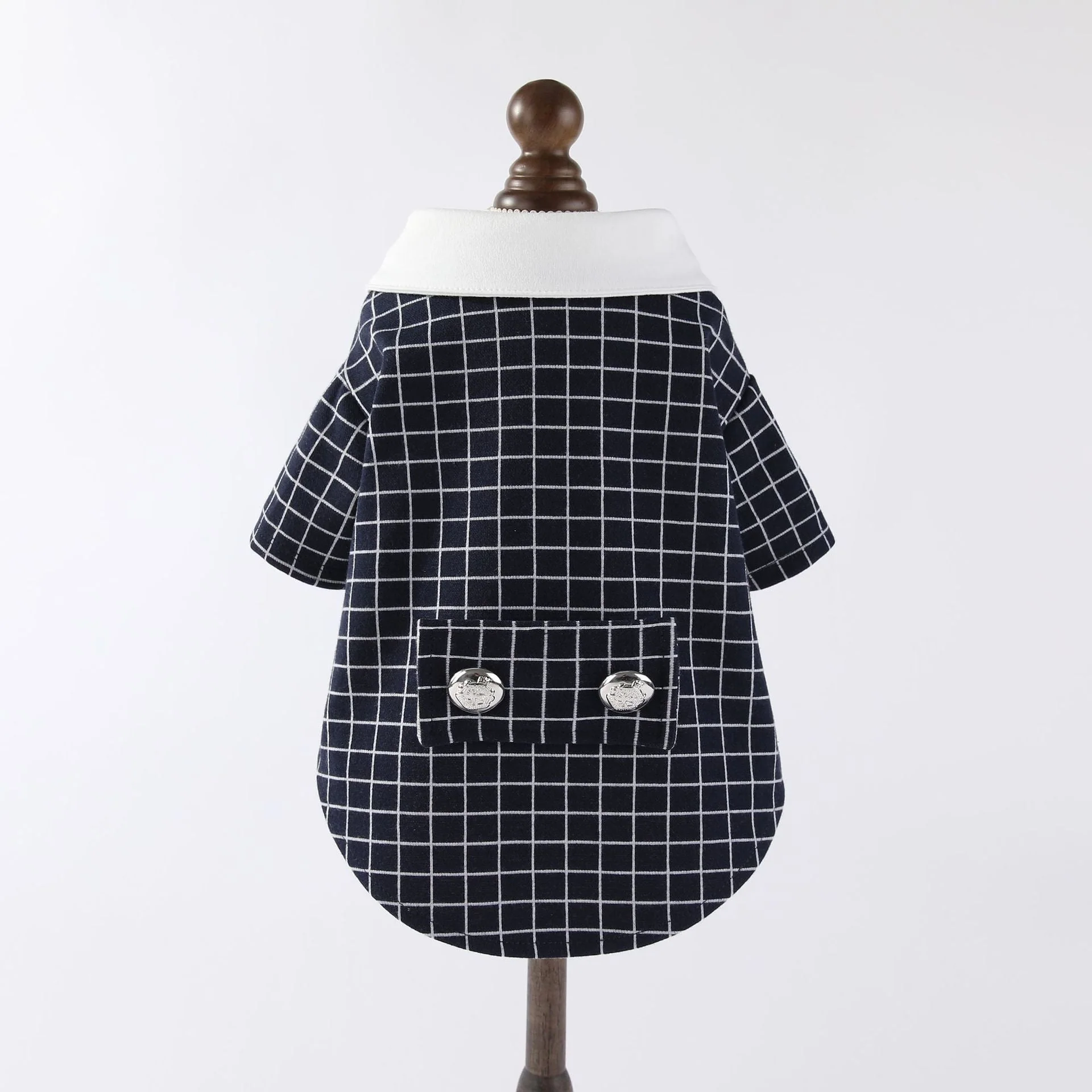 Plaid Tuxedo Dog Suit Outfit with Shirt Bow Tie(Layered-look) - Image 2