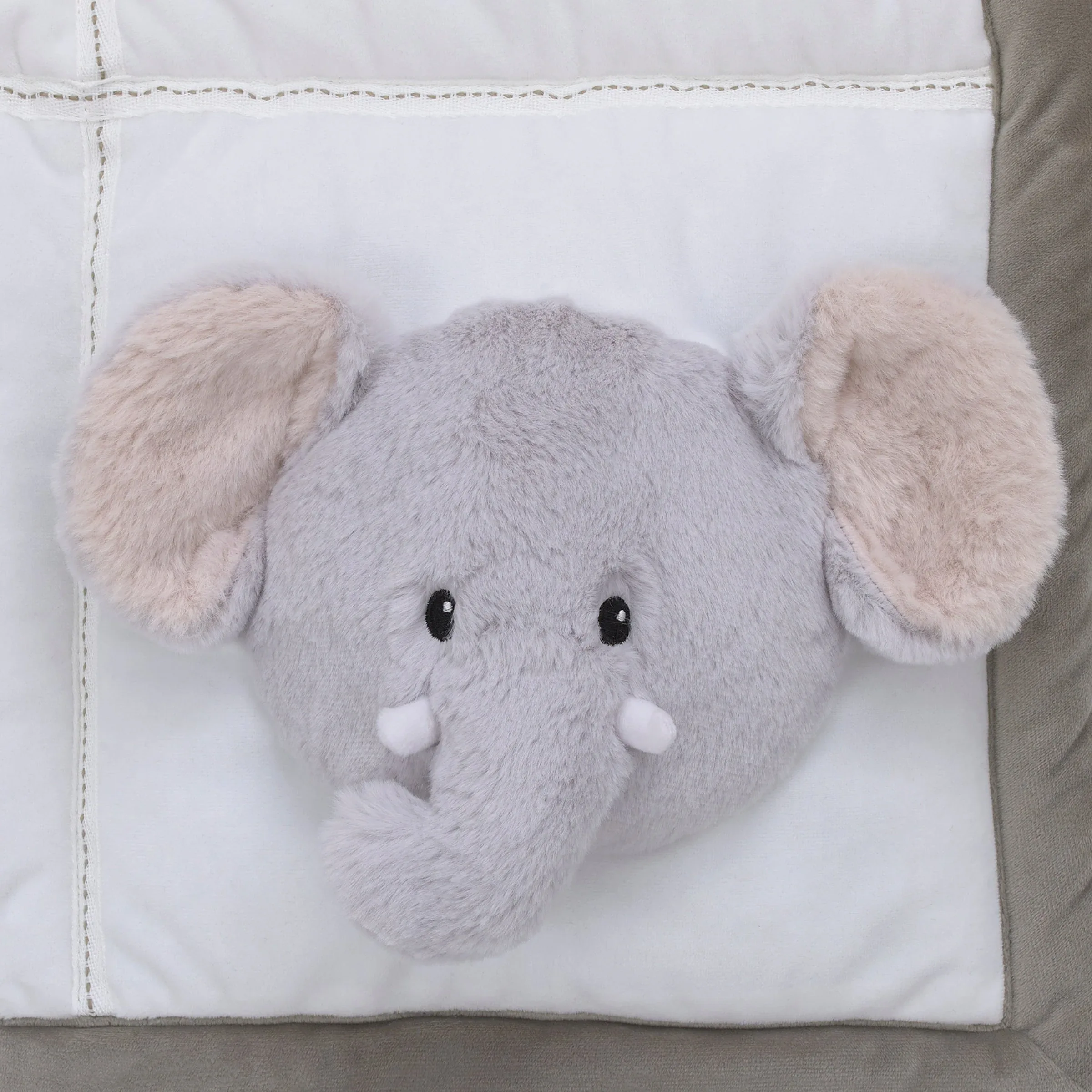 Playful Pals White, Tan, and Gray Four 3D Animals With Crinkle Plush Tummy Time Play Mat - Sloth, Llama, Elephant, and Giraffe - Image 5