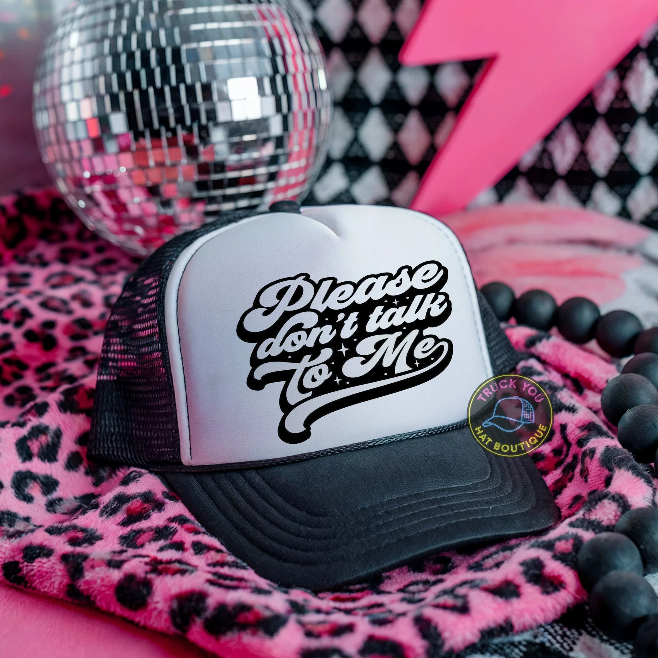 Please Don't Talk to Me Adult Otto Foam Trucker Hat - Image 2