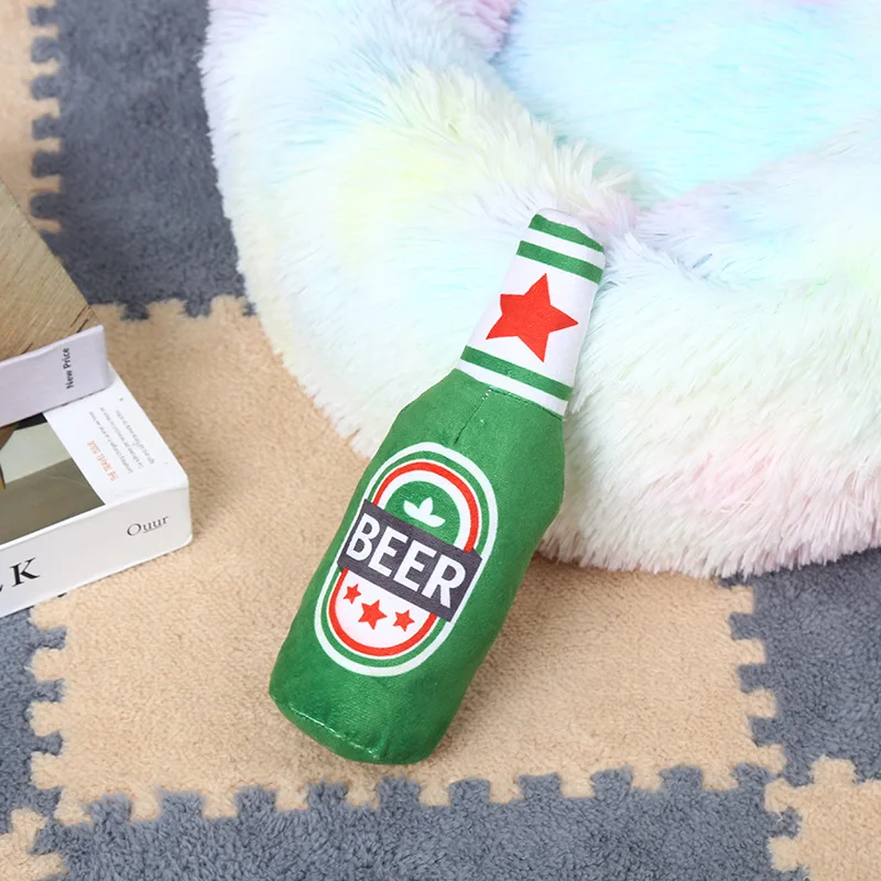 Plush Beer Bottle Dog Toy – Squeaky, Bite-Resistant, Teeth Cleaning - Image 6
