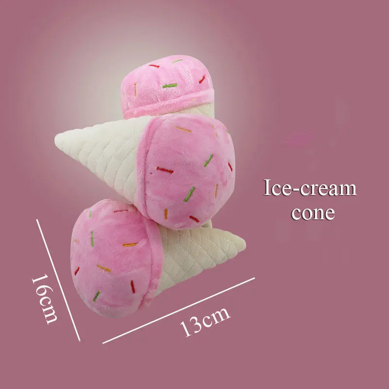 Plush Dog Toys – Squeaky Ice Cream, Fries & Hamburger Set - Image 10