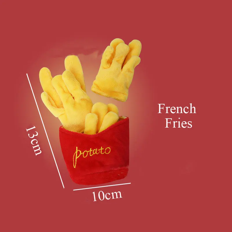 Plush Dog Toys – Squeaky Ice Cream, Fries & Hamburger Set - Image 12