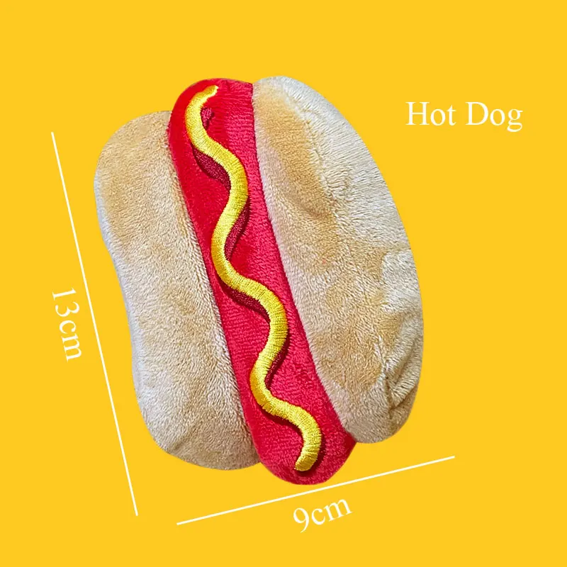 Plush Dog Toys – Squeaky Ice Cream, Fries & Hamburger Set - Image 13