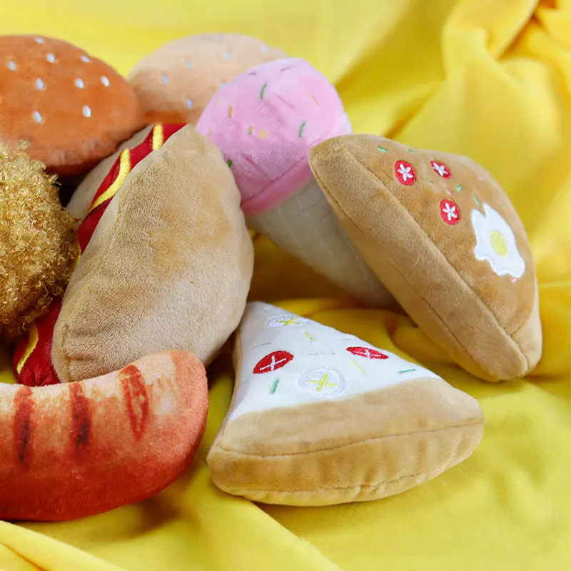 Plush Dog Toys – Squeaky Ice Cream, Fries & Hamburger Set - Image 4