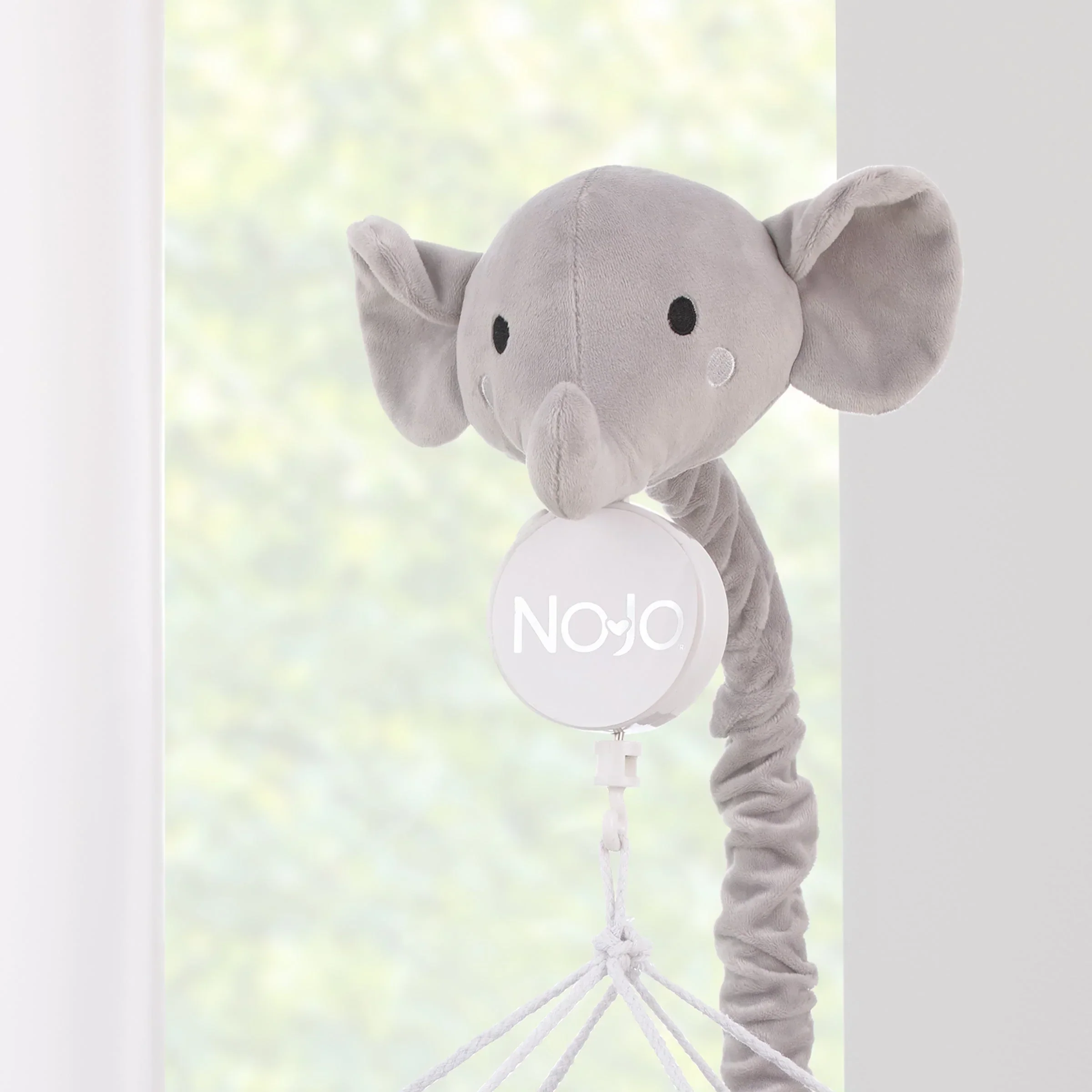 Plush Elephant Gray and White Puffy Clouds Musical Mobile - Image 3
