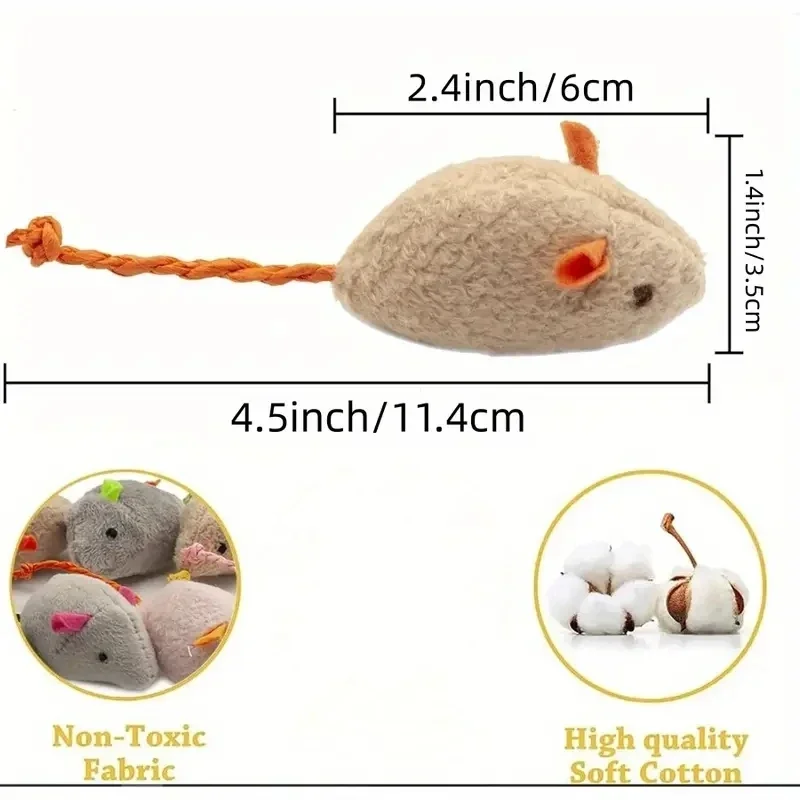 Plush Rat Cat Toy Set – 3/7PCS Durable Linen Indoor Play - Image 6