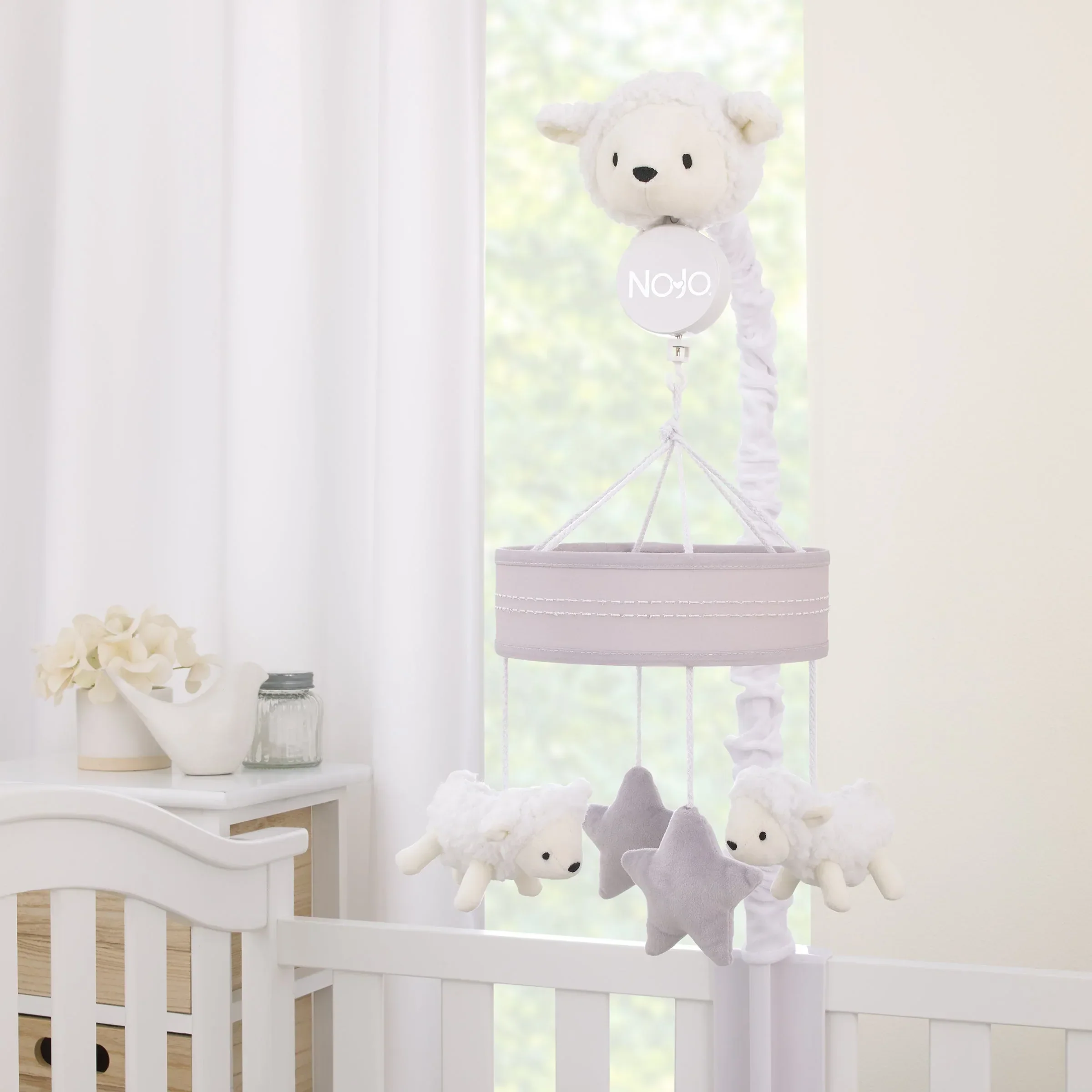 Plush Sheep Ivory and Gray Stars and Sheep Musical Mobile - Image 5