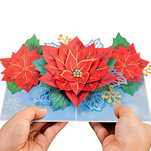 Poinsettia Flower Pop Up Christmas Card - Image 3