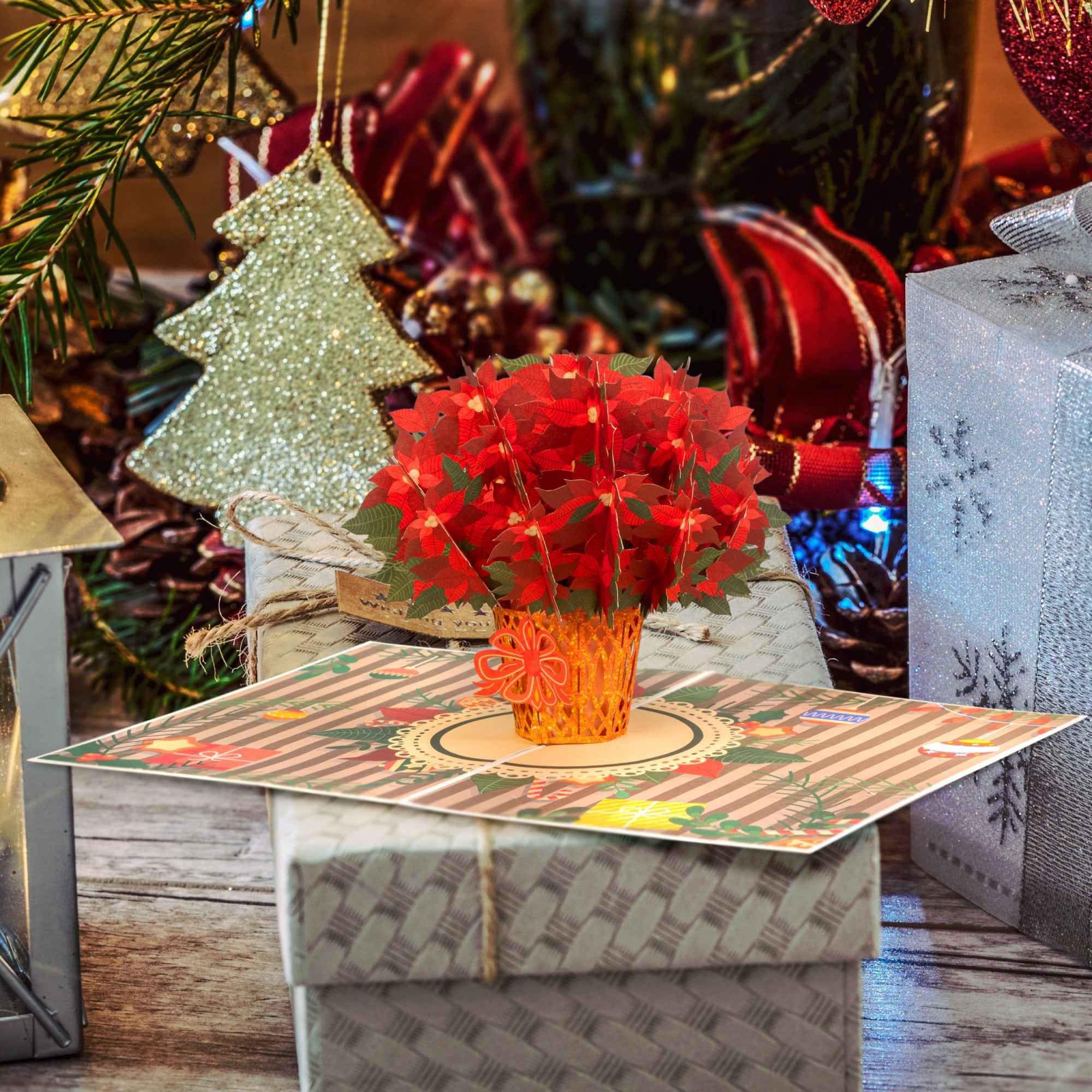 Poinsettias Plant Pop Up Card - Image 8