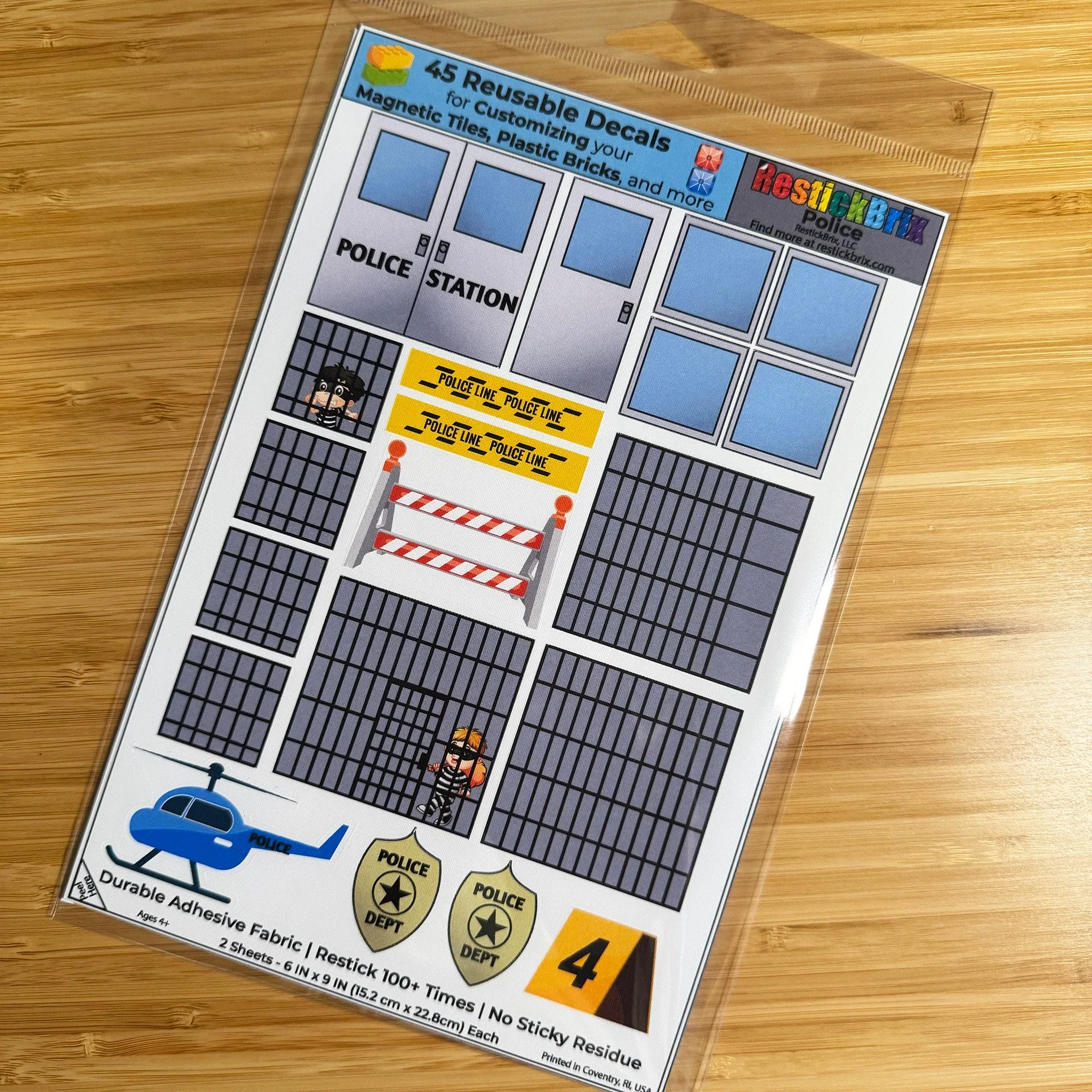 Police: Reusable Decals for Customizing Magnetic Tiles, Plastic Bricks, and more - Image 2