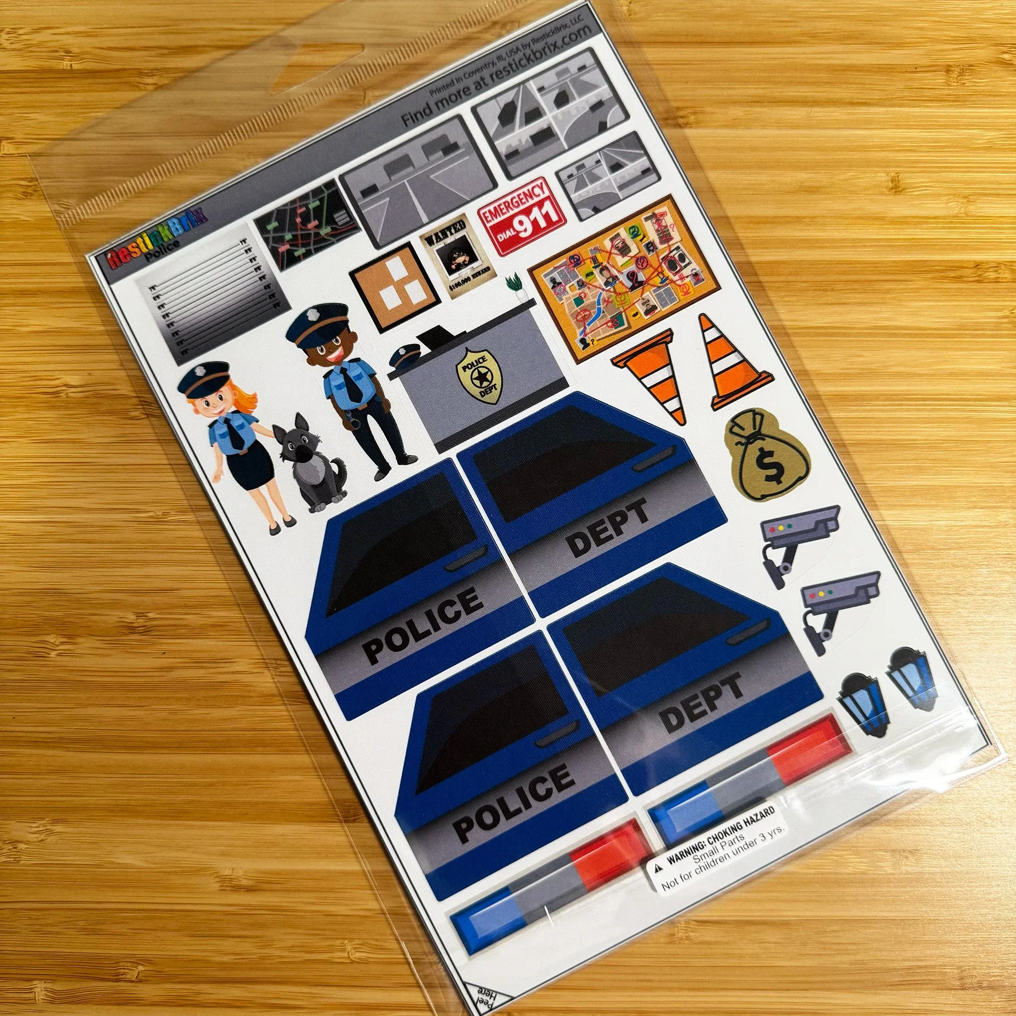 Police: Reusable Decals for Customizing Magnetic Tiles, Plastic Bricks, and more - Image 3