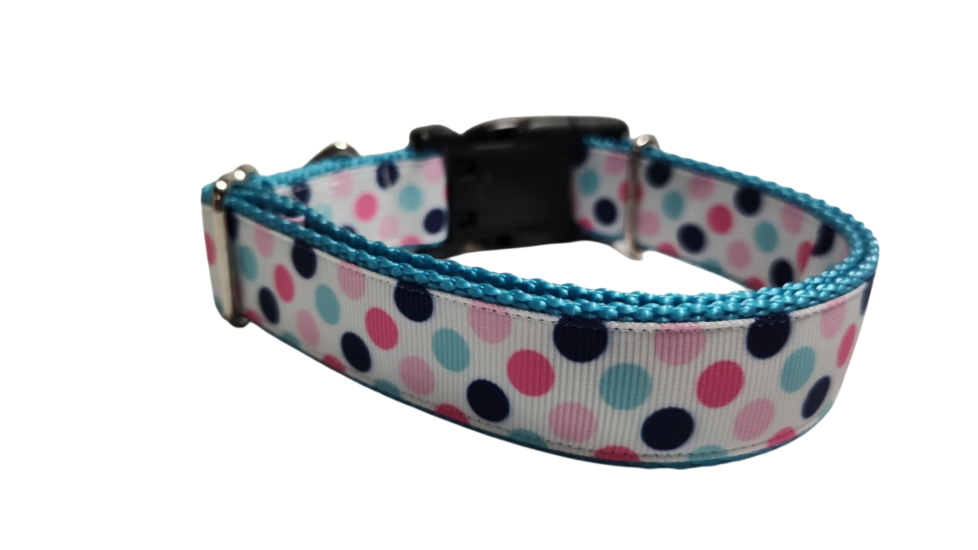 Polka Dots Pattern Nylon Dog Collar - Image 2