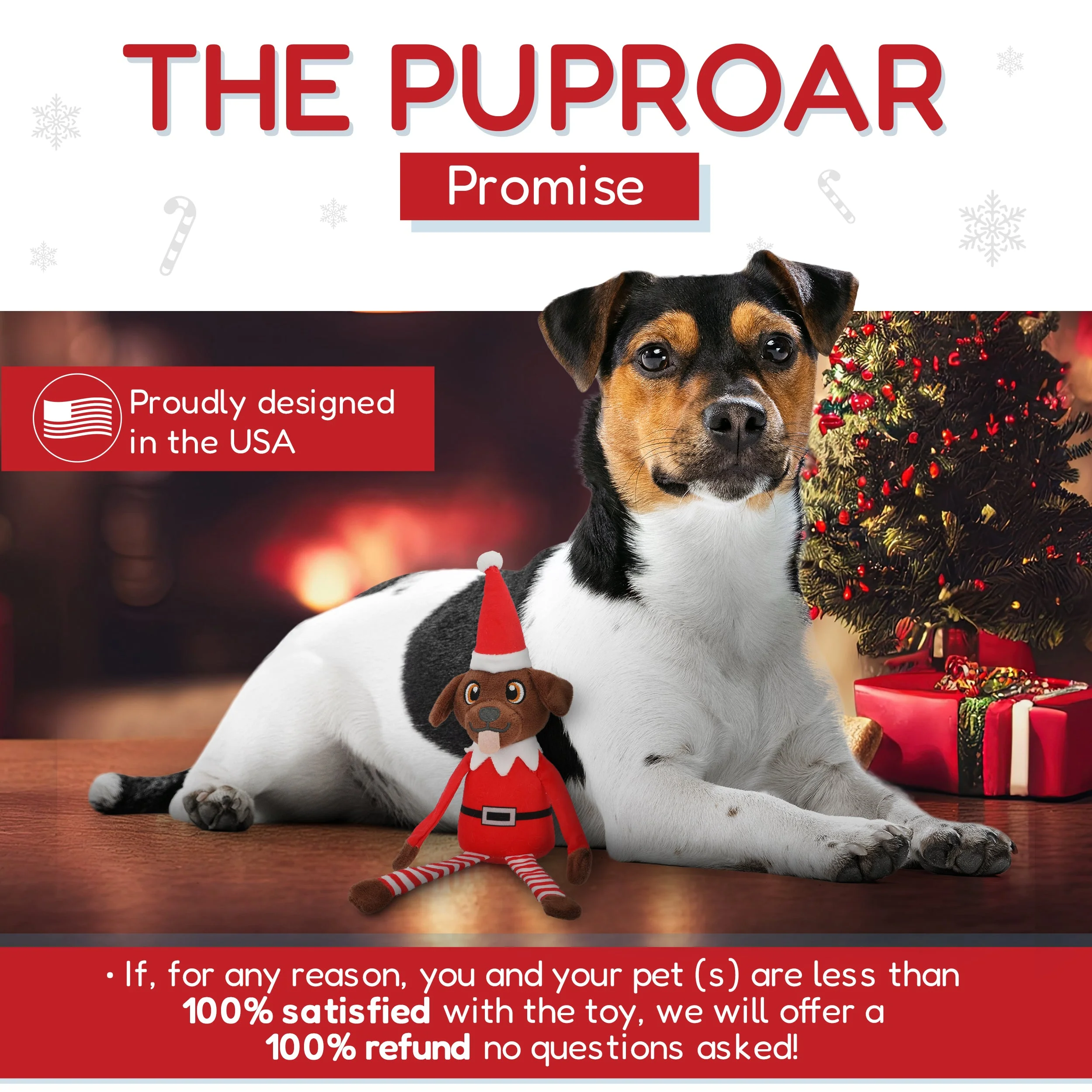 Pooch on a Perch – Christmas Elf Dog Toy with Squeaker & Crinkle Paper - Image 6