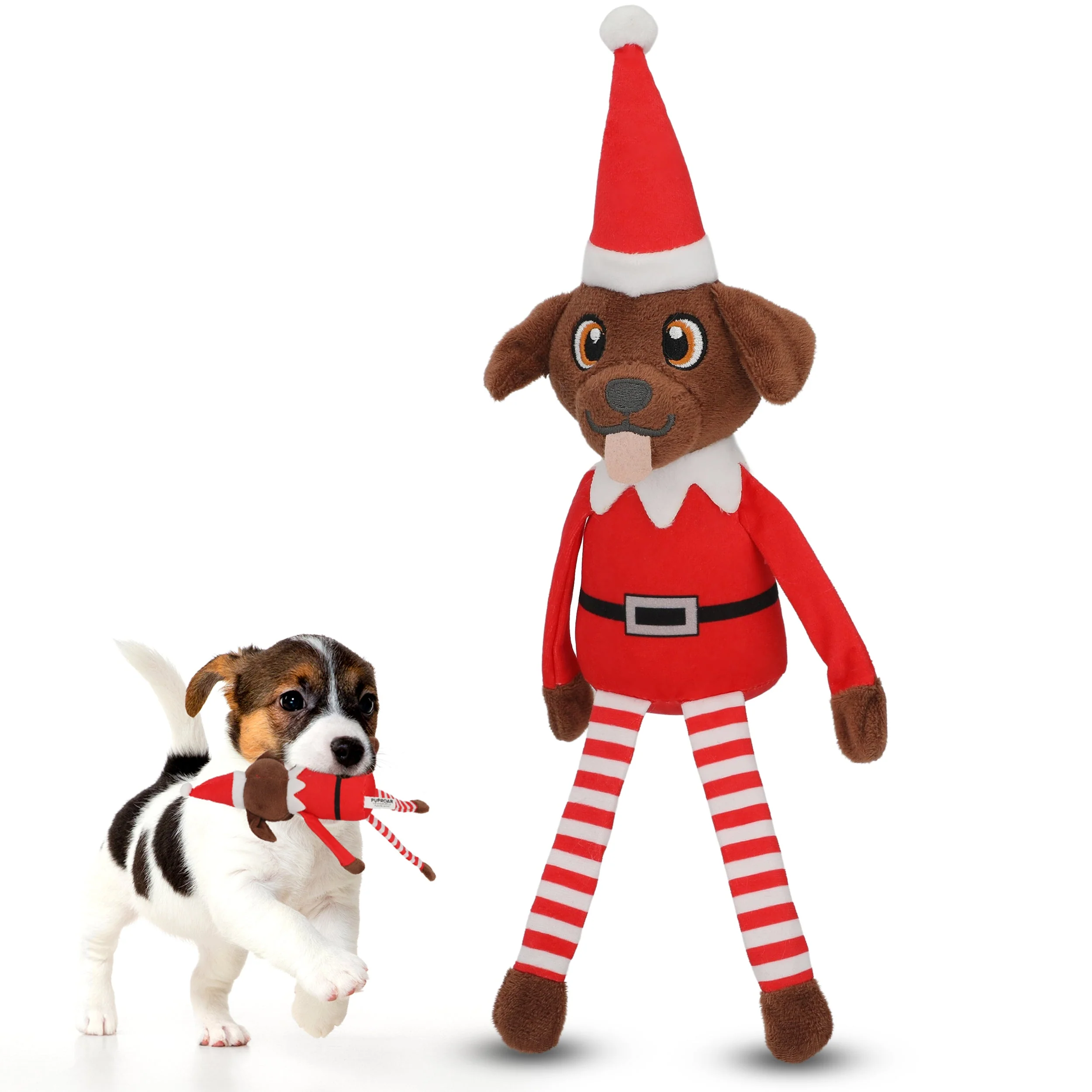 Pooch on a Perch – Christmas Elf Dog Toy with Squeaker & Crinkle Paper - Image 8