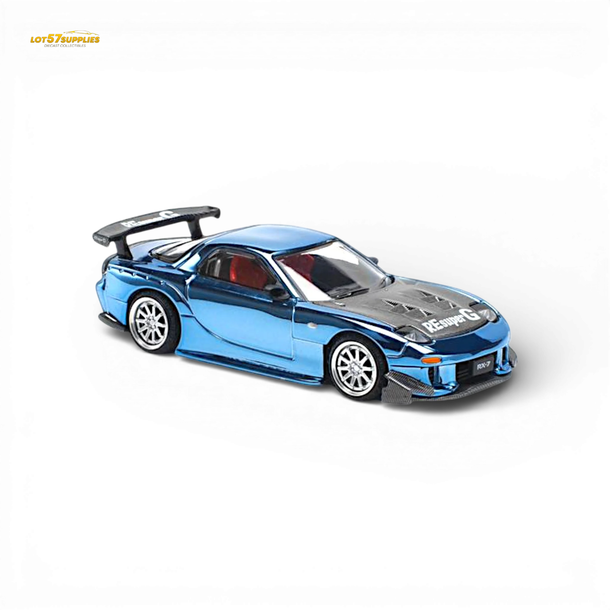 Pop Race Mazda RX-7 Re-Amemiya Blue Chrome 1:64 - Image 2