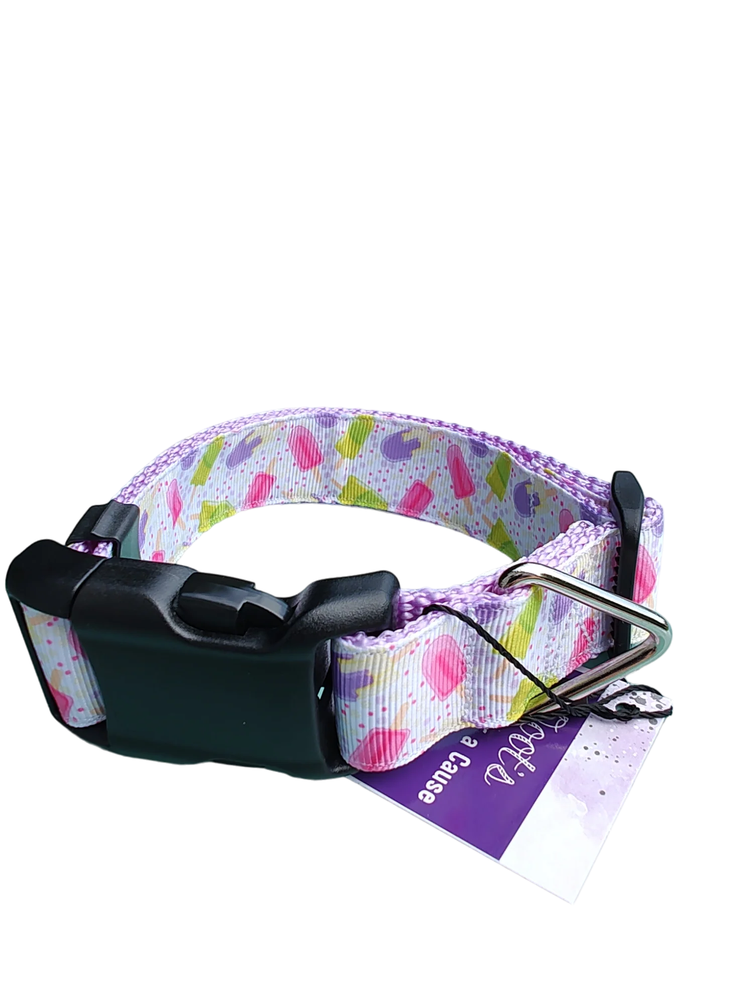 Popsicles Lavender Nylon Dog Collar MD, LG, XL, Leash - Image 3