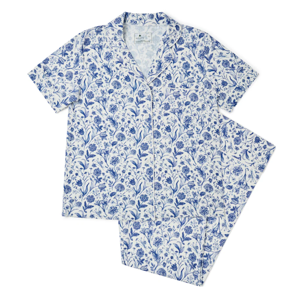 Porcelain Vine Short Sleeve & Pants Bamboo Women's Pajama Set - Image 2