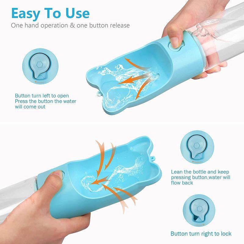 Portable Dog Water Bottle with Carbon Filter - 13.5oz Leak-Proof Pet Travel Water Dispenser | Lightweight Walking & Hiking Bottle - Image 5