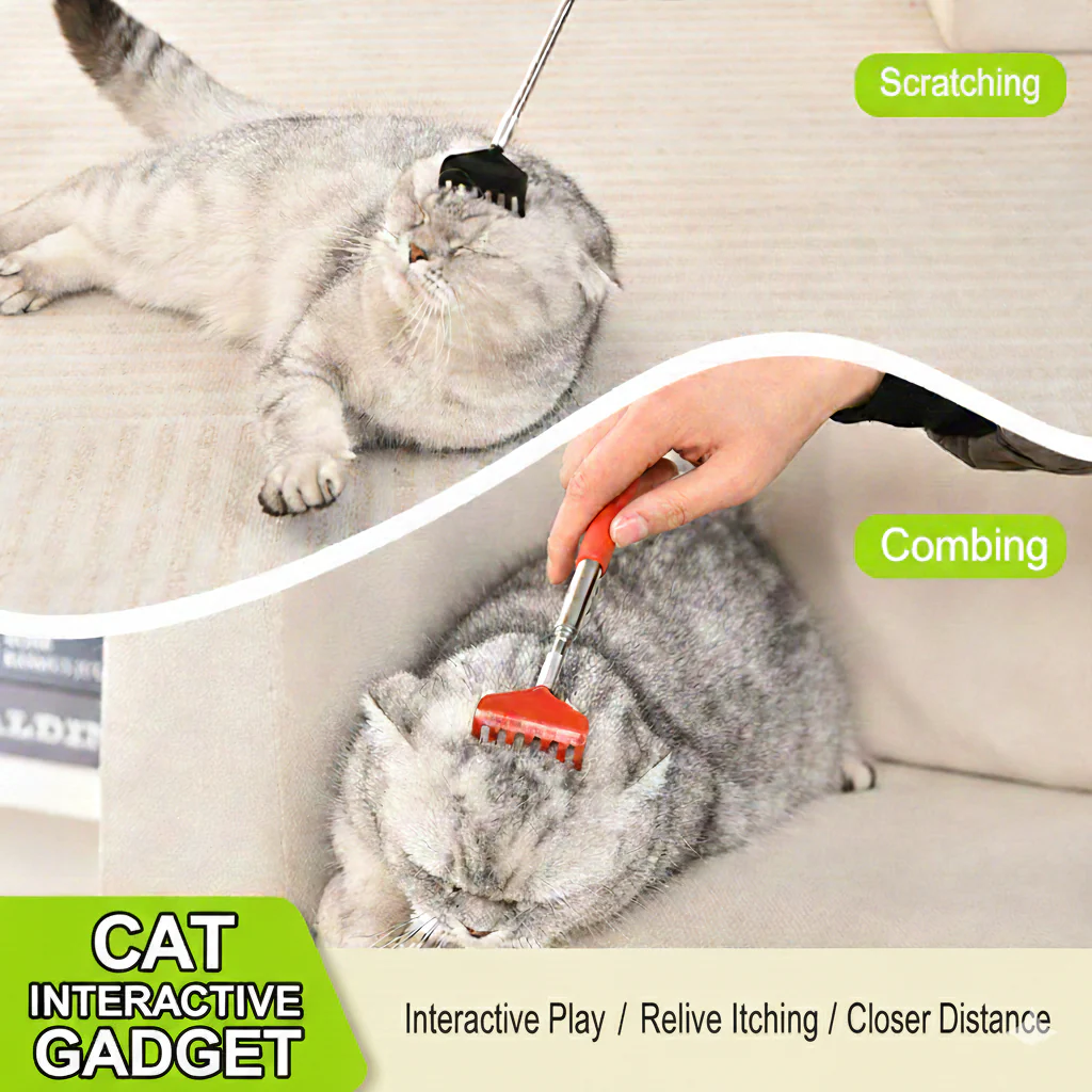Portable Extendable Pet Scratcher & Groomer - Interactive Cat Massage Tool - Image 2