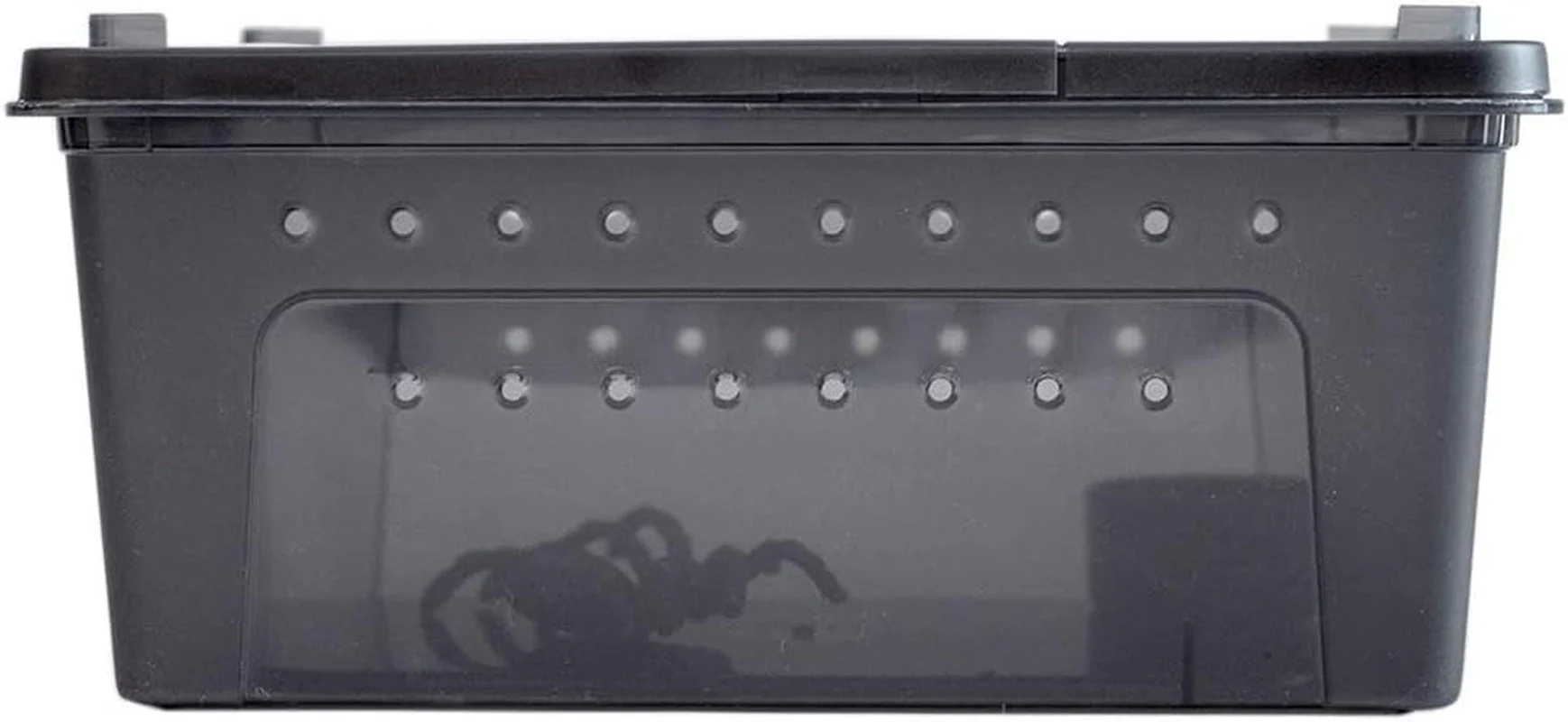 Portable Reptile Terrarium Habitat for Mini Pet Houses Breathable Holes Stackable Container (Black-M) - Image 4