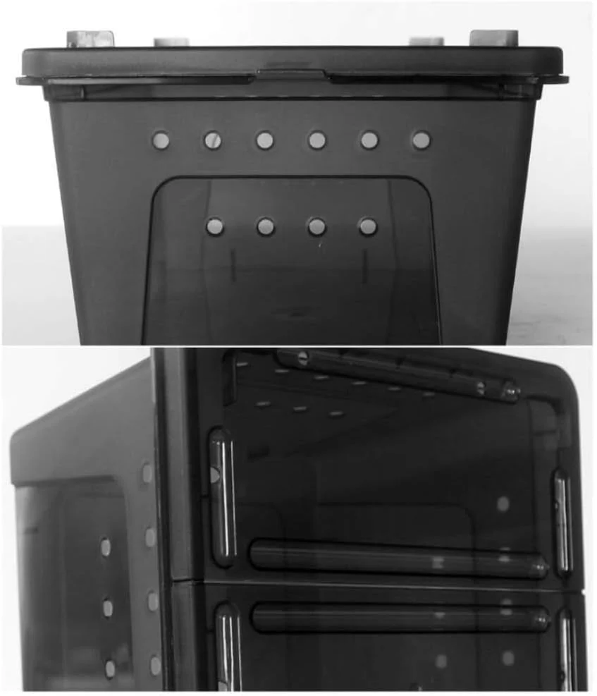 Portable Reptile Terrarium Habitat for Mini Pet Houses Breathable Holes Stackable Container (Black-M) - Image 7