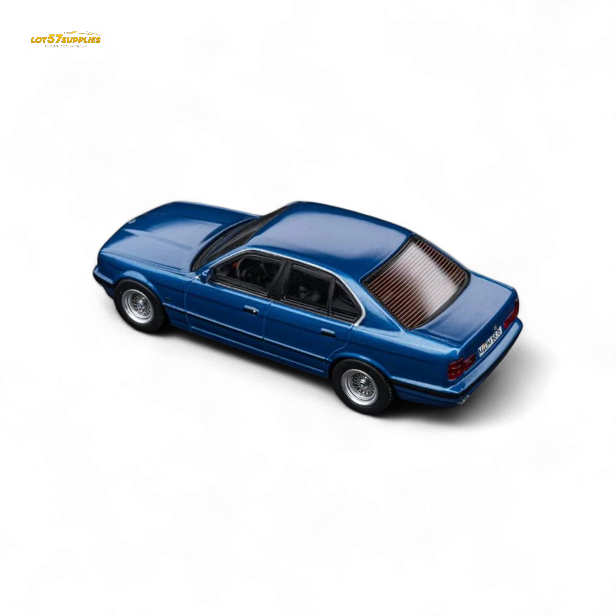 (Pre-Order) DCM BMW E34 5-Series Sedan Avis Metallic Blue 1:64 - Image 4