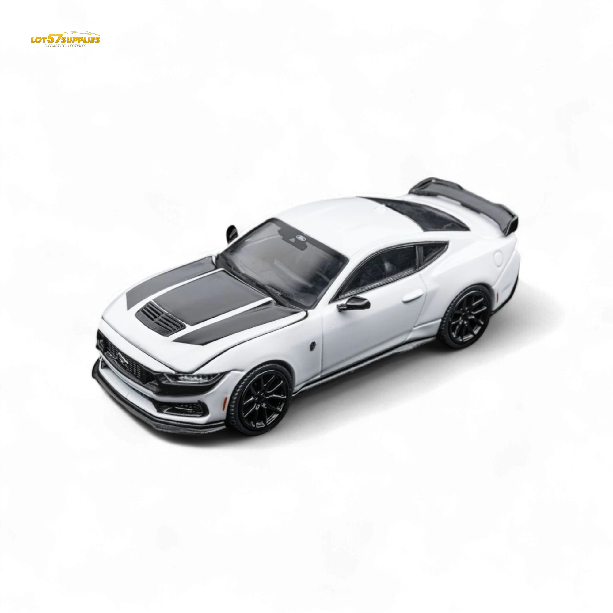 (Pre-Order) DCM Mustang Dark Horse - Crystal White - Black Wheels 1:64 - Image 2