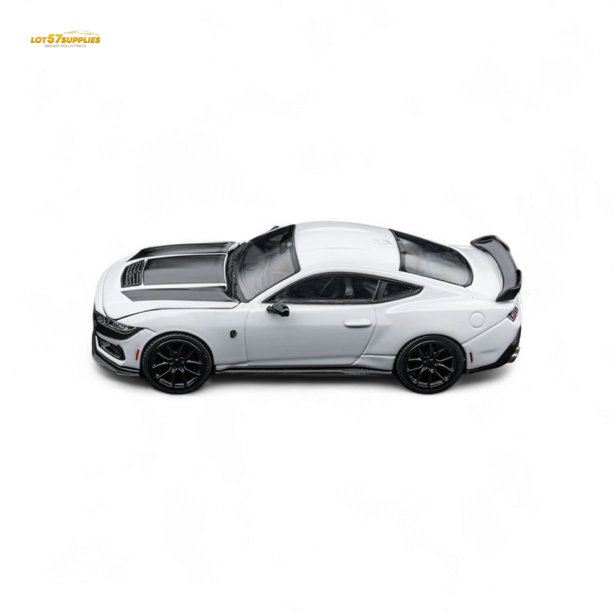 (Pre-Order) DCM Mustang Dark Horse - Crystal White - Black Wheels 1:64 - Image 4