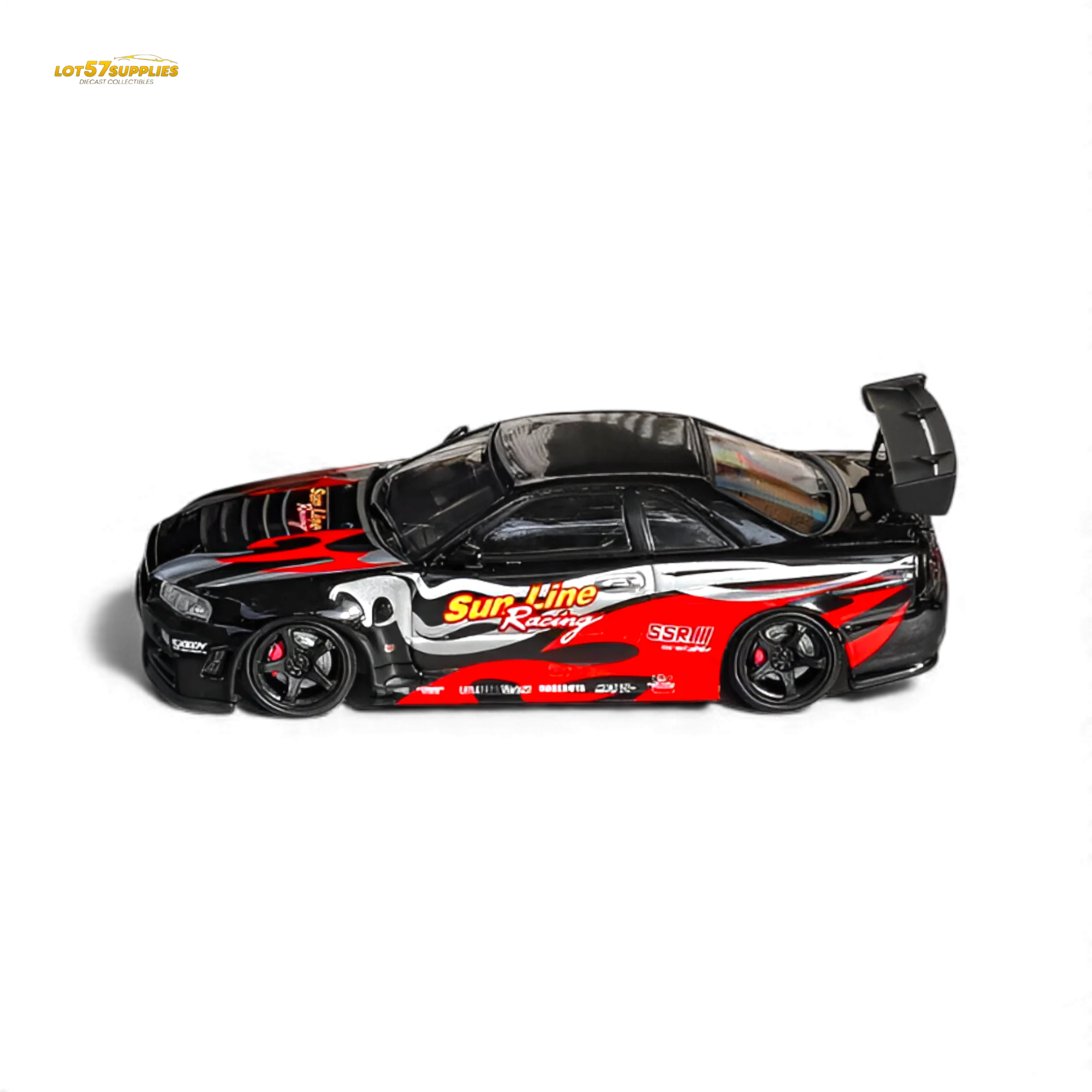 (Pre-Order) Fuji Skyline R34 GT-R Nismo Z-Tune Black Red Flame 1:64 - Image 3
