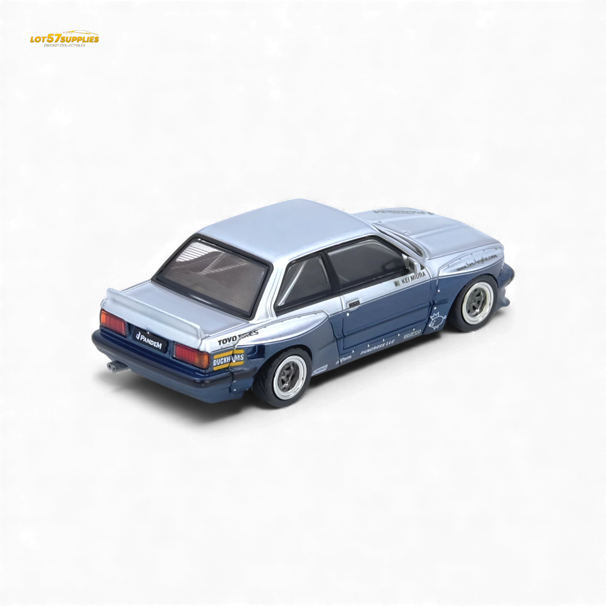 (Pre-Order) INNO64 Pandem E30 M3 Silver/Blue 1:64 - Image 2