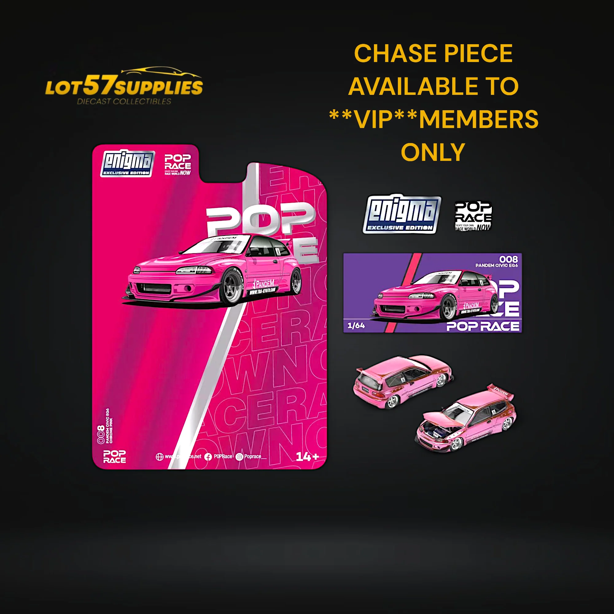 (Pre-Order) Pop Race Civic EG6 Pandem Rocket Bunny Pink 1:64 - Image 3