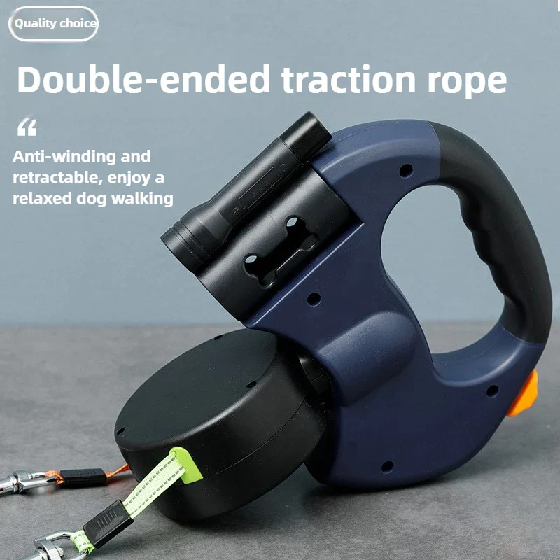 Premium 3M Retractable Double Dog Leash – Reflective 360° Swivel No-Tangle Lead with LED Lights for Small Dogs - Image 4