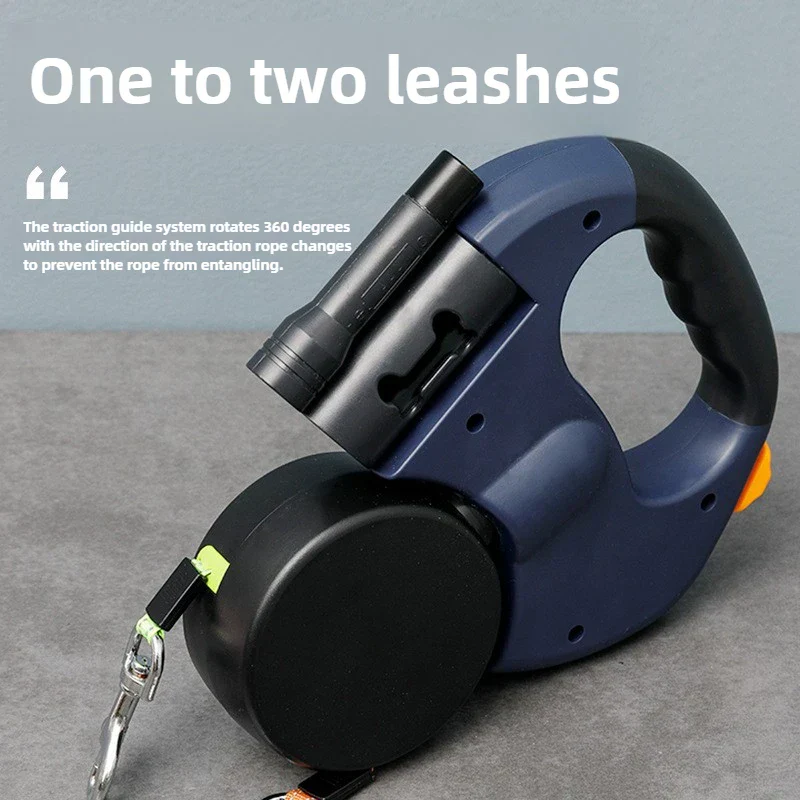 Premium 3M Retractable Double Dog Leash – Reflective 360° Swivel No-Tangle Lead with LED Lights for Small Dogs - Image 6