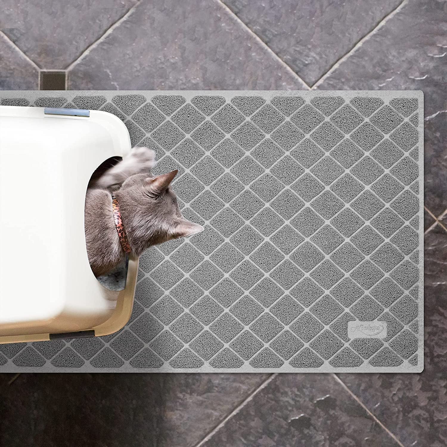 Premium Cat Litter Mat, Litter Box Mat with Non-Slip and Waterproof Backin - Image 2