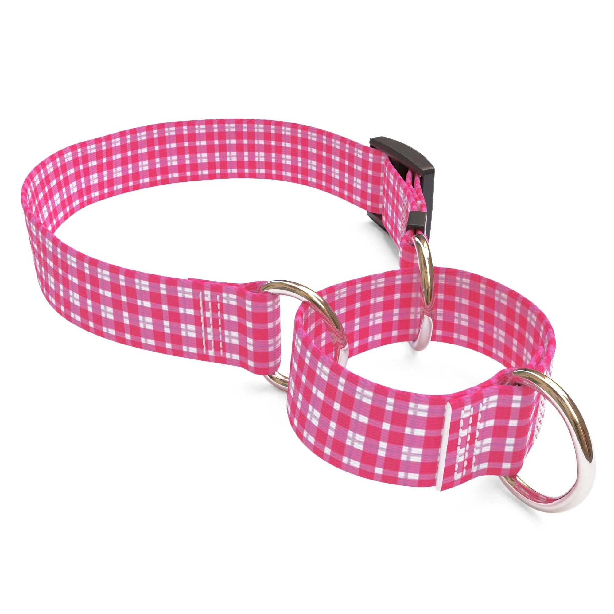 Preppy Plaid Pink Dog Collar - Image 3