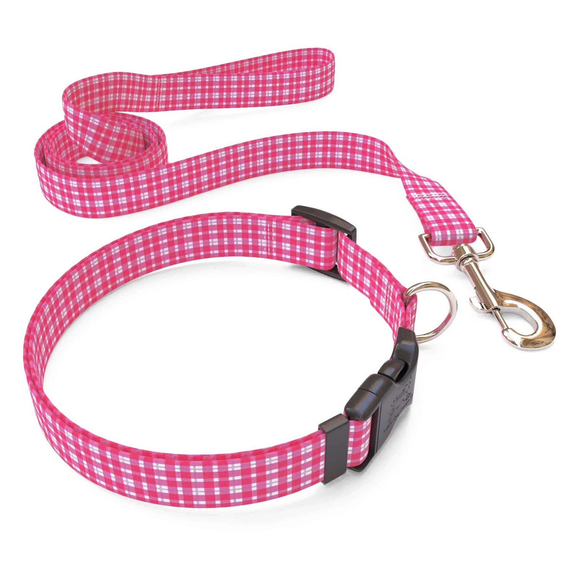Preppy Plaid Pink Dog Collar - Image 4