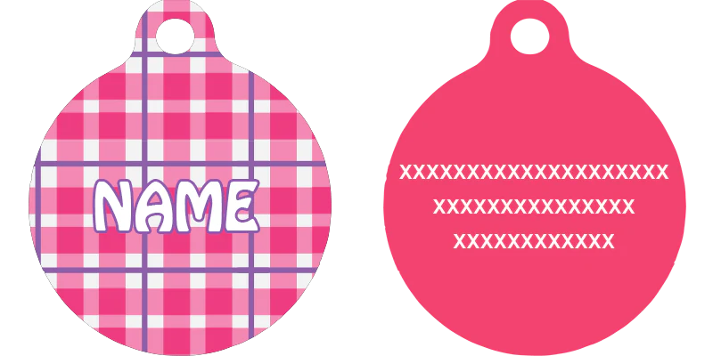 Preppy Plaid Pink HD Dog ID Tag - Image 2