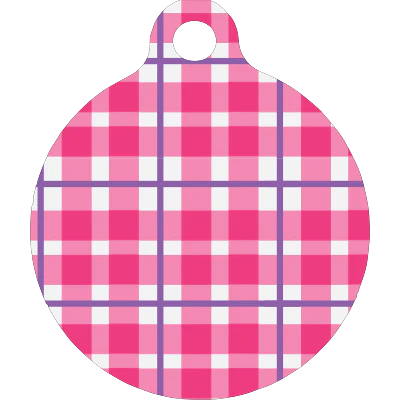 Preppy Plaid Pink HD Dog ID Tag - Image 3