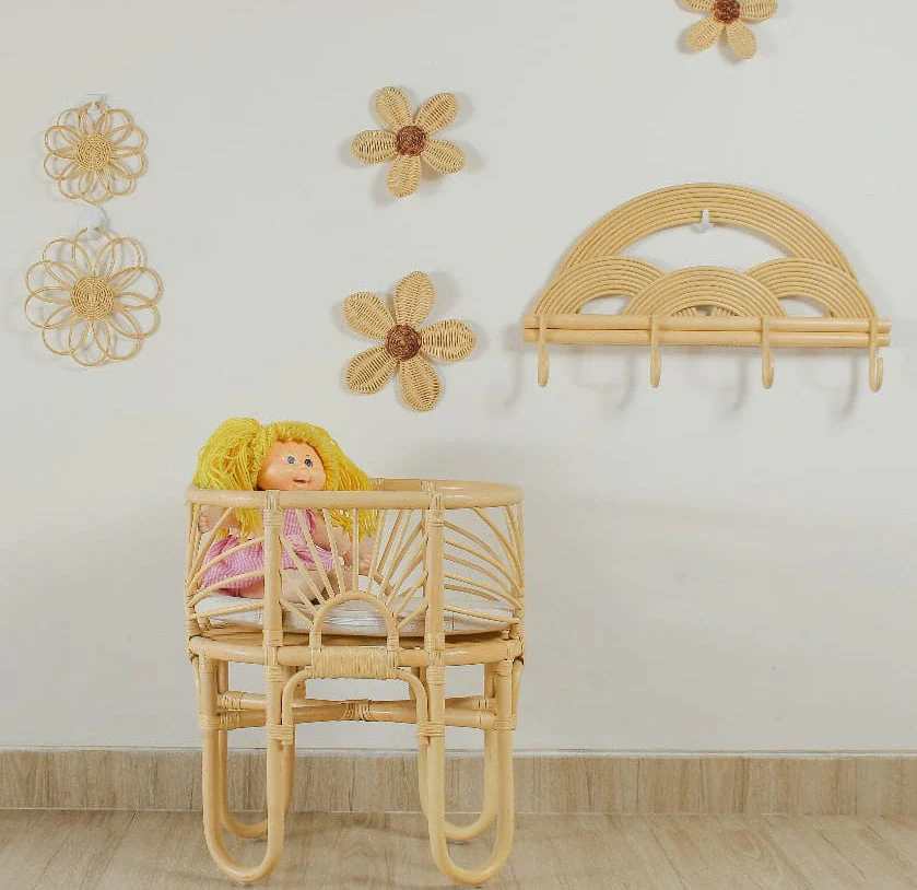Pretend Play Doll Crib – Handmade Toy Bassinet for Girls Toys - Image 5
