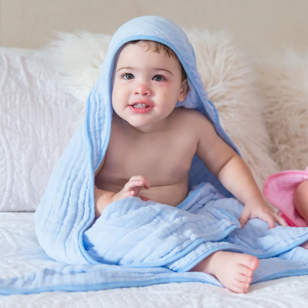 Primo Passi - Hooded Muslin Towel, Light Blue - Image 5