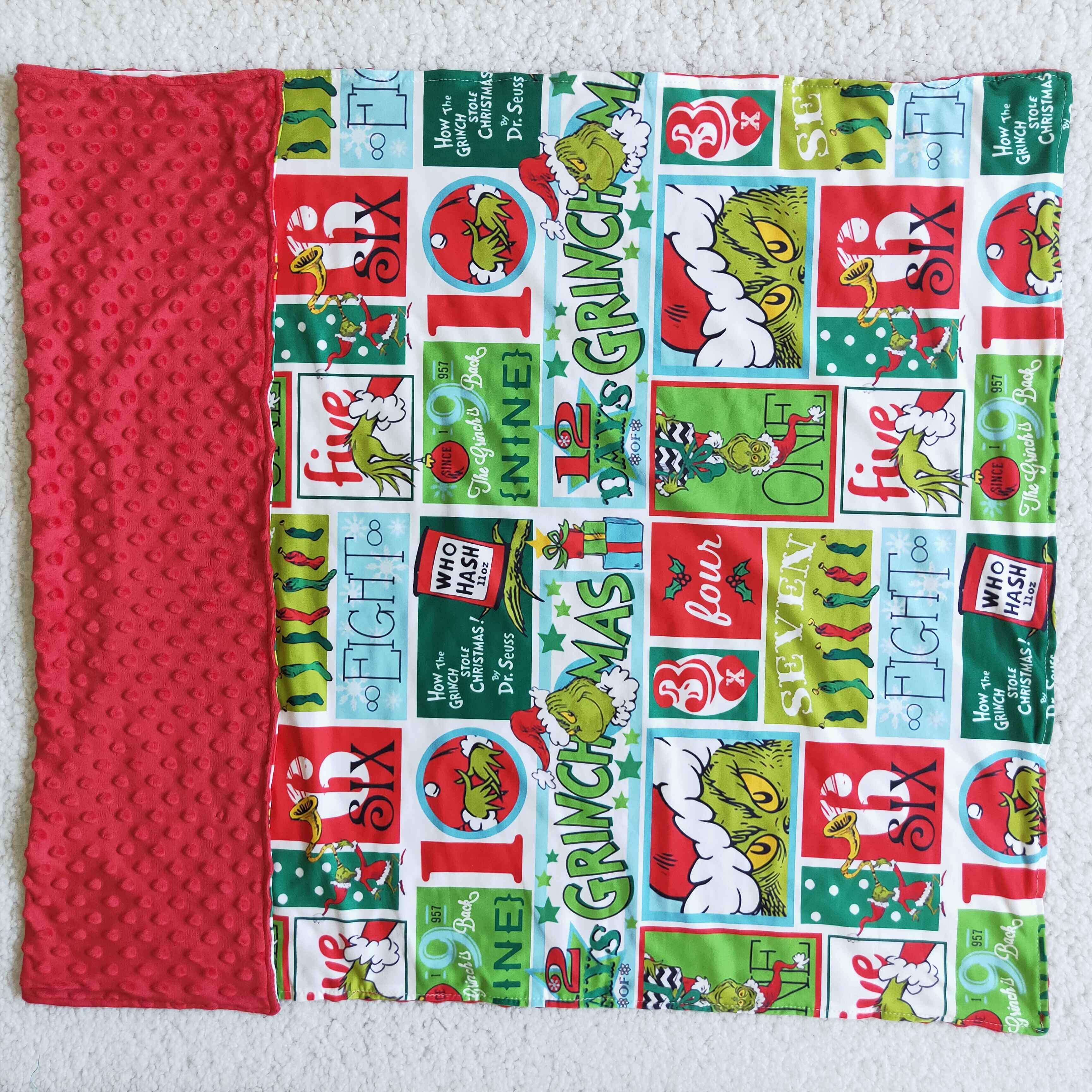 Print and red minky green face Christmas blankets - Image 2