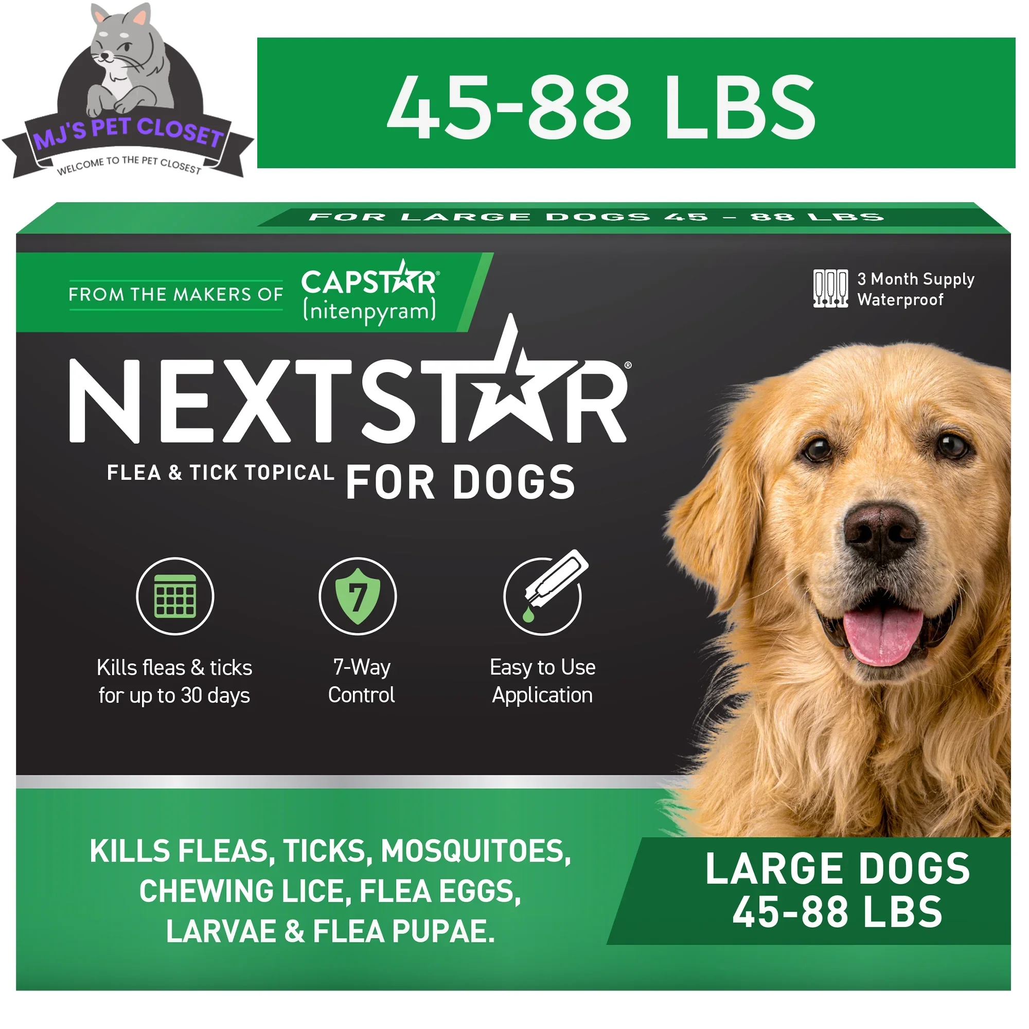 Protect Your Dog from Fleas & Ticks with NEXTSTAR: Fast-Acting 3-Month Supply for Dogs 45-88 Lbs - Image 2
