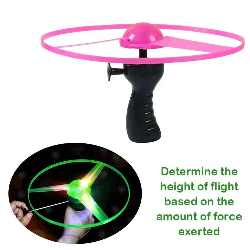 Pull Wire Glow UFO – Spinning LED Flyer Toy for Kids Outdoor Fun - Image 6