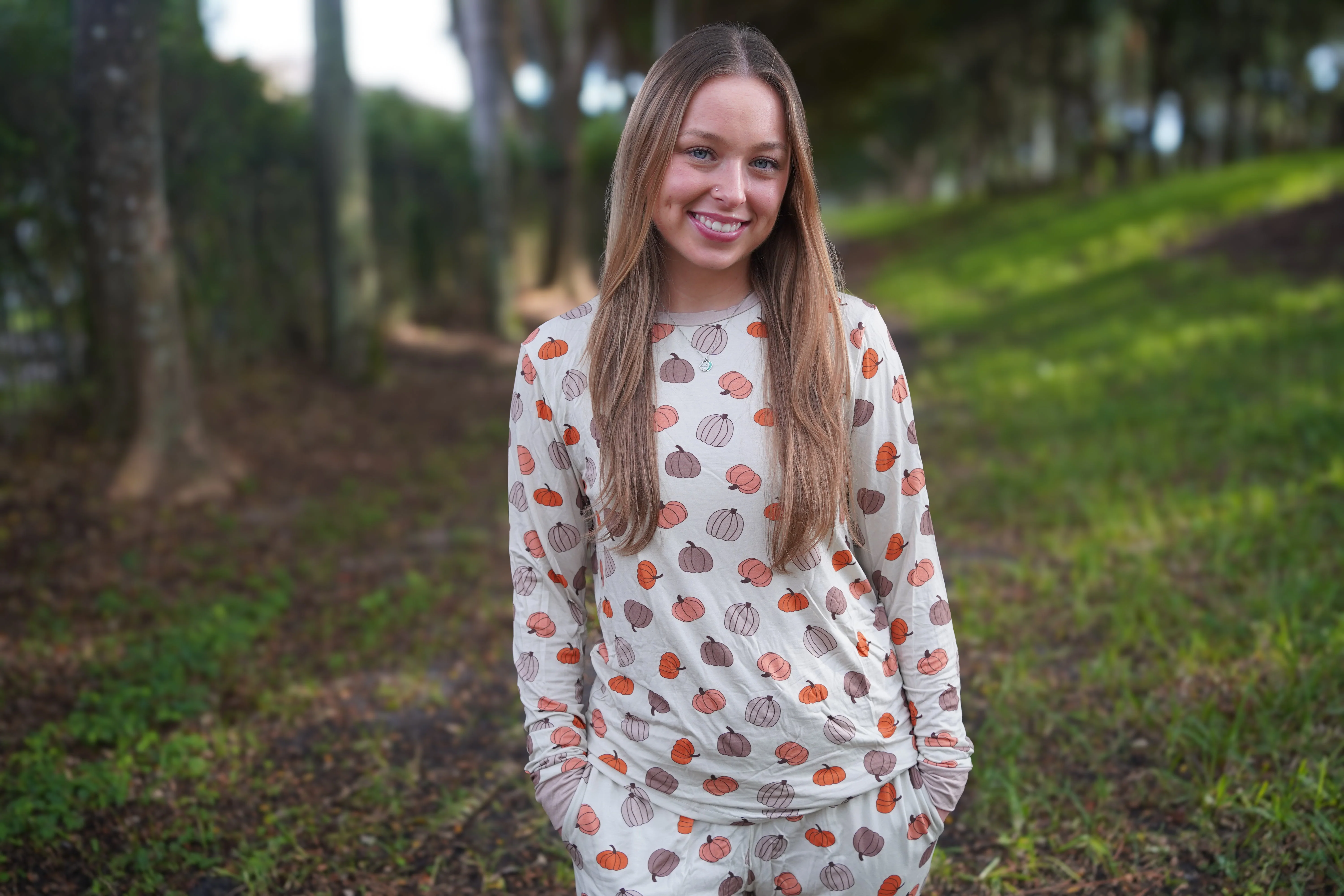 Pumpkins Beige (Women's Long Sleeve PJ) - Image 4