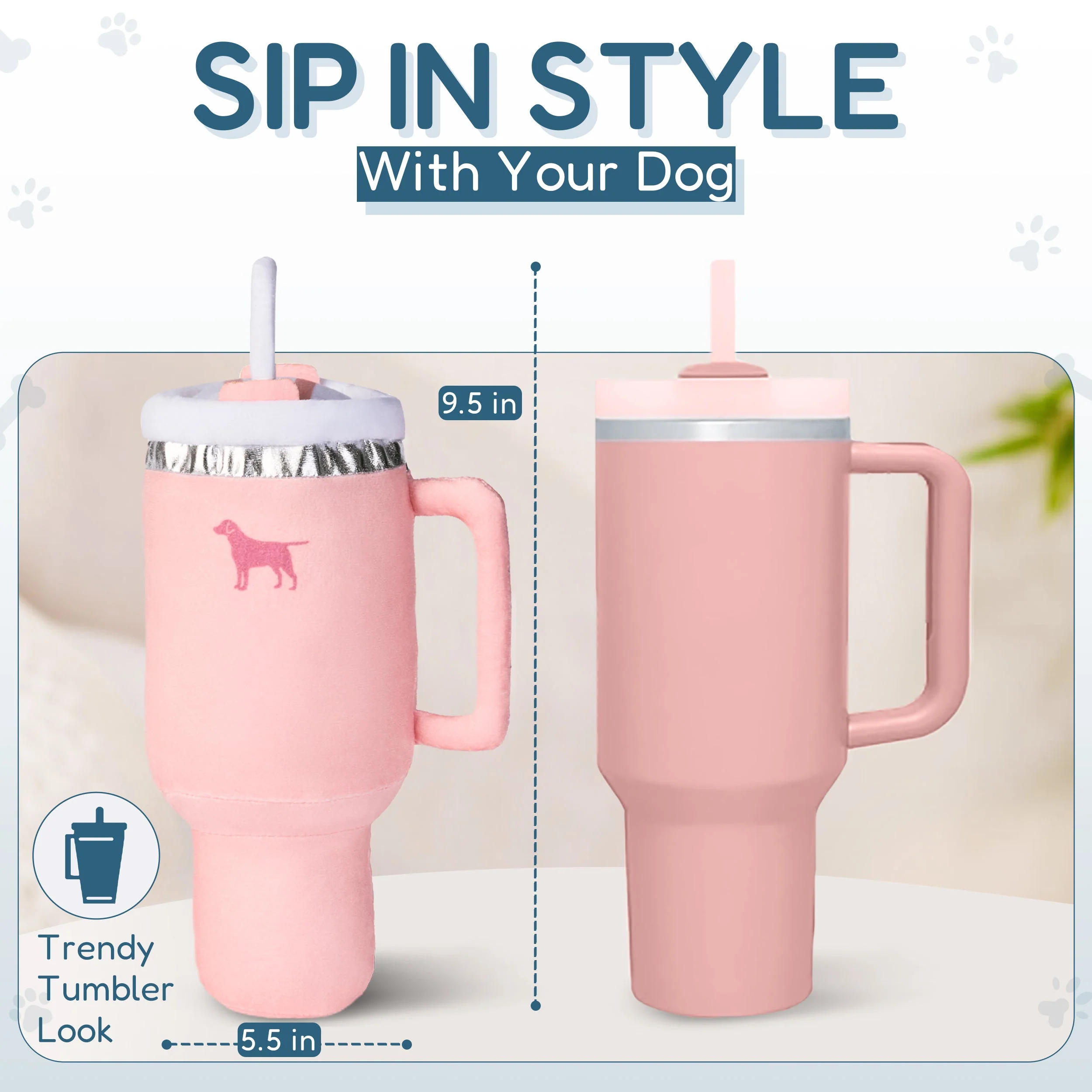 Pup Cup Tumbler Plush Squeaky Dog Toy- Ideal Birthday Dog Toy Gift - Image 4