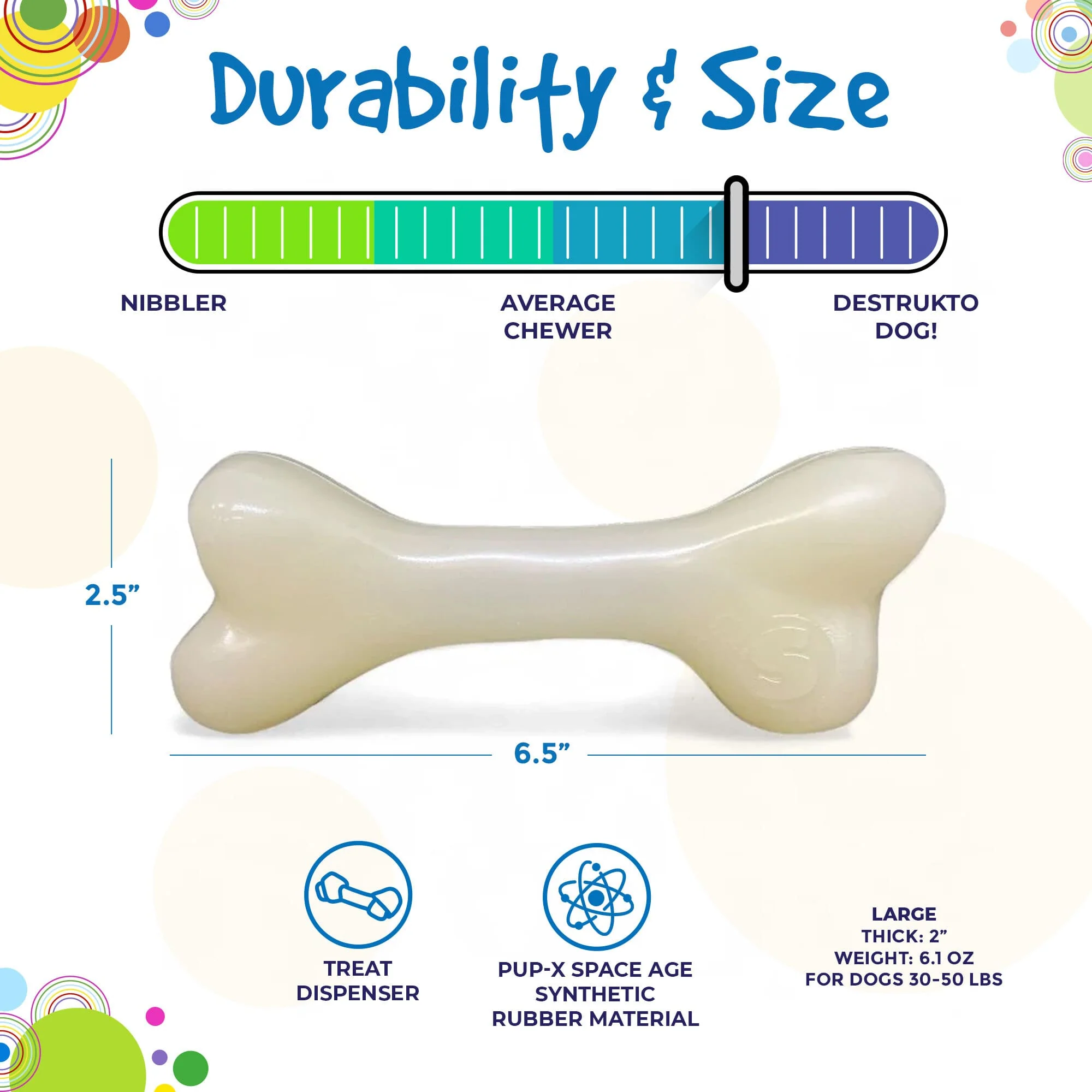 PUP-X Rubber Bone Dog Toy - Durable, Floats, Chew Toy for Large Dogs | USA - Image 7