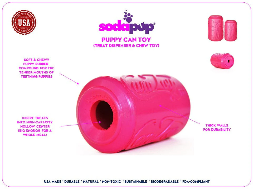 Puppy Can Toy Rubber Chew Toy for Teething Puppies | Treat Dispenser | USA Made - Image 8
