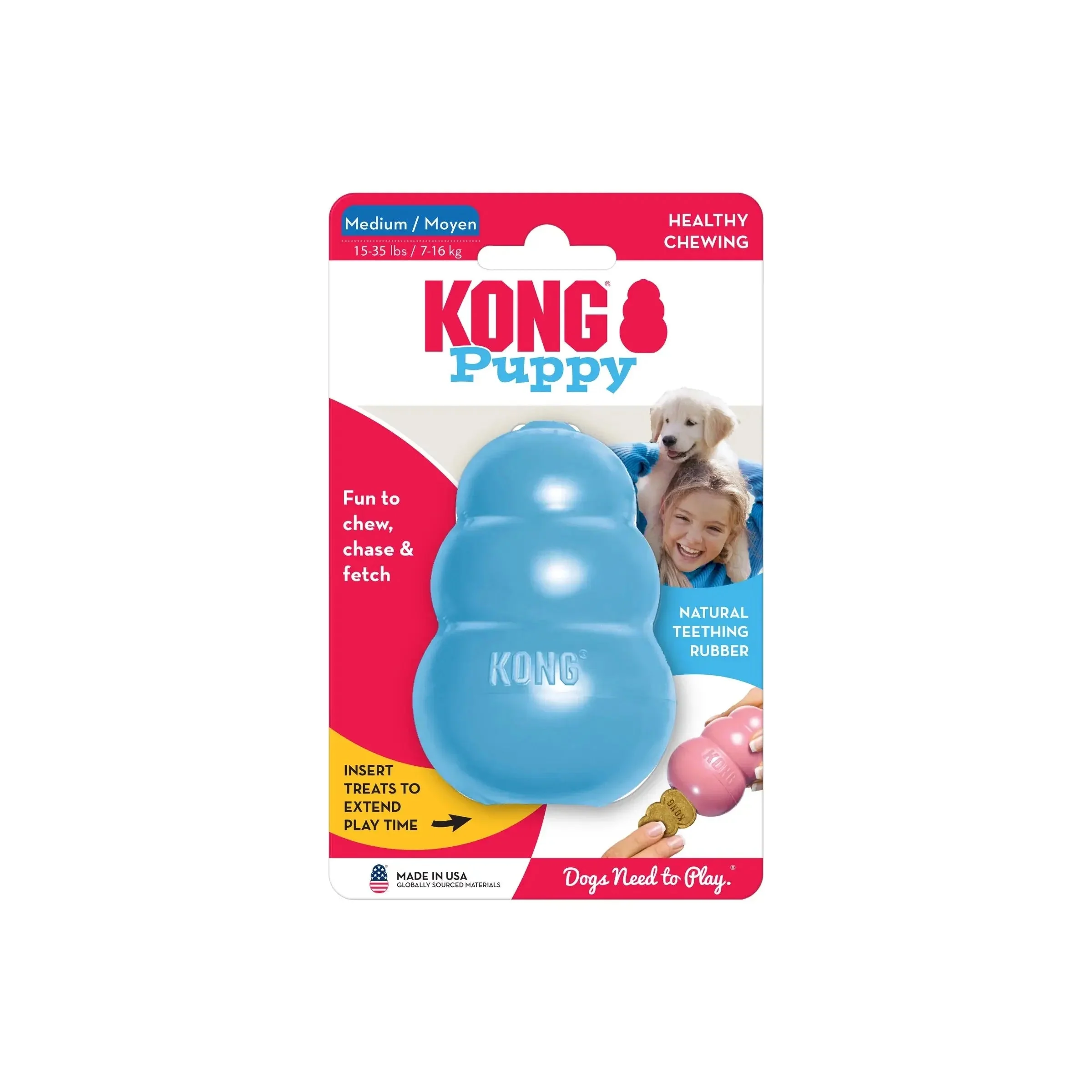 Puppy Dog Chew Toy, Blue, Medium 3.5 Inches - Image 4